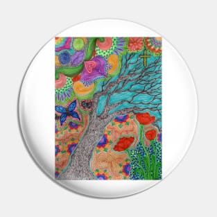 Abstract Marker Art with Tree, “The View Within” Pin