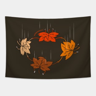 Funny Cute Kawaii Fall Season Autumn Leaves Extreme Sports Free Falling Skydiving Cartoon Tapestry