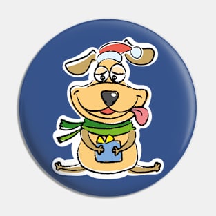 Funny crazy dog with gift Pin