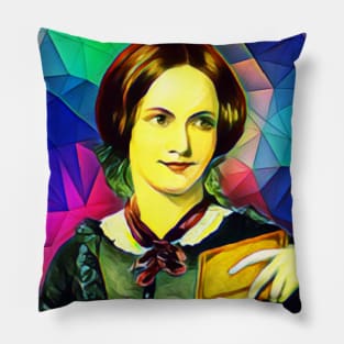 Charlotte Bronte Colourful Portrait | Charlotte Brontë Artwork 7 Pillow