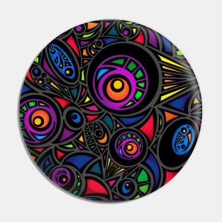 Colorful Neon Geometric Abstract with Black Lines - Horizontal Pin