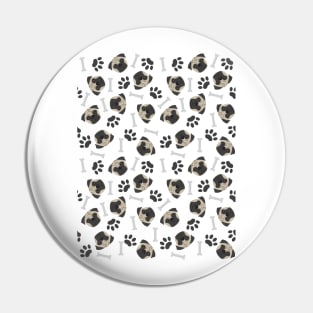 Pug, paw and bones pattern Pin