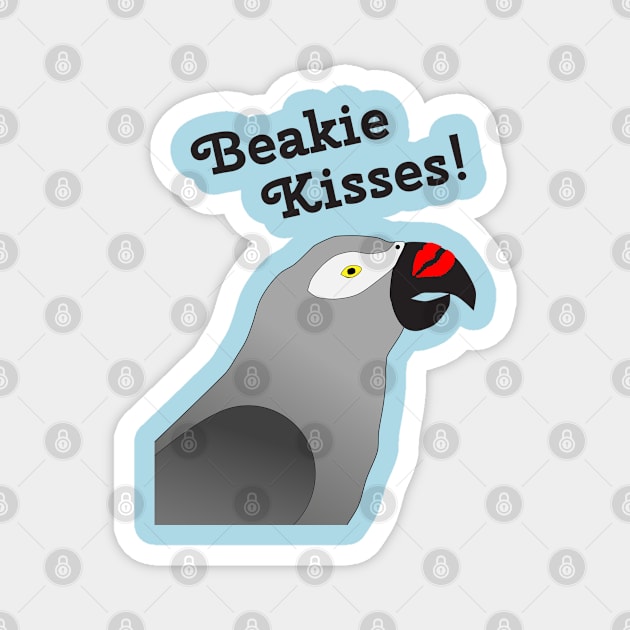 Beakie Kisses African Grey Parrot Magnet by Einstein Parrot