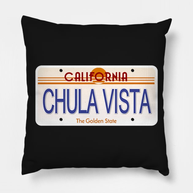 Chula Vista California State License Plate Pillow by Mel's Designs