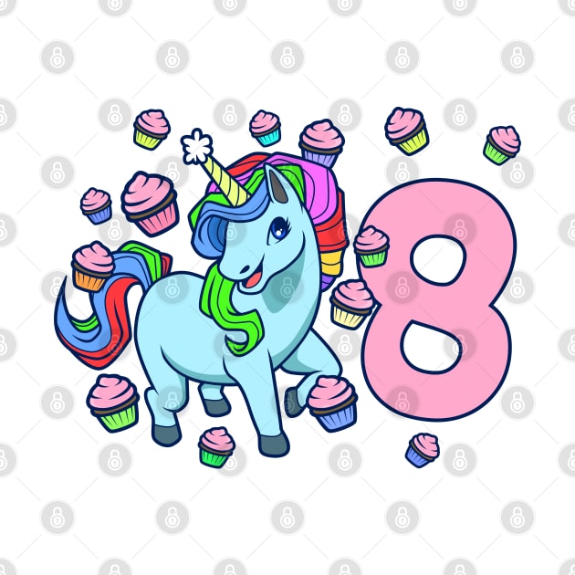 I am 8 with unicorn - girl birthday 8 years old by Modern Medieval Design