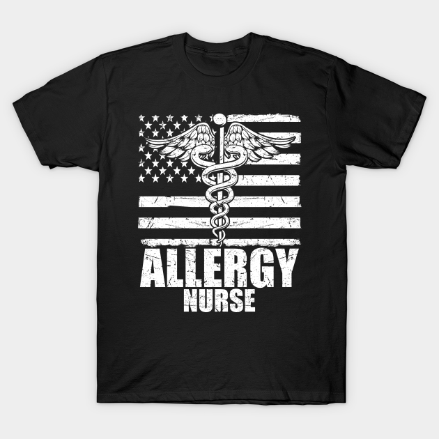 Allergy Nurse American Flag - Nurse American Flag - T-Shirt