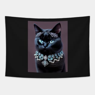 Black British Shorthair With Gems Tapestry