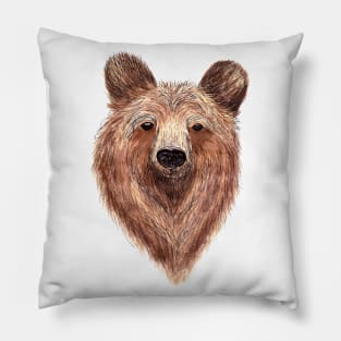 Hand Drawn Bear - color Pillow