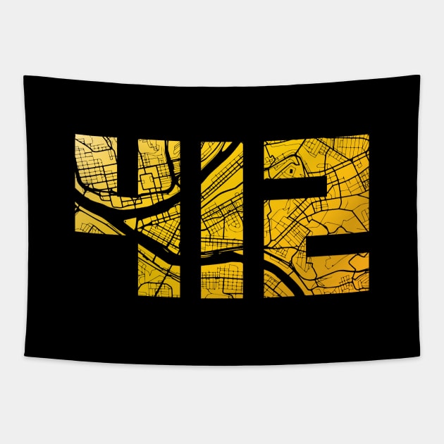  412 Pittsburgh Yellow text Design City Skyline