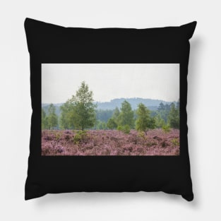 Heathland, morning mist, heather bloom, Niederhaverbeck Pillow