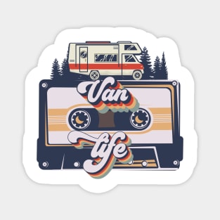 Cute retro camping van cassette music, Van music camping short quote, Van life Magnet