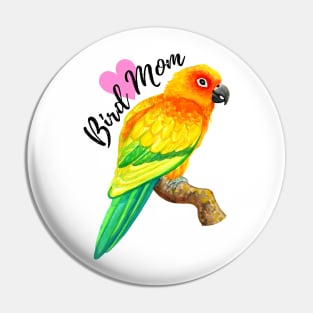 Sun Conure Bird Mom (Black) Pin