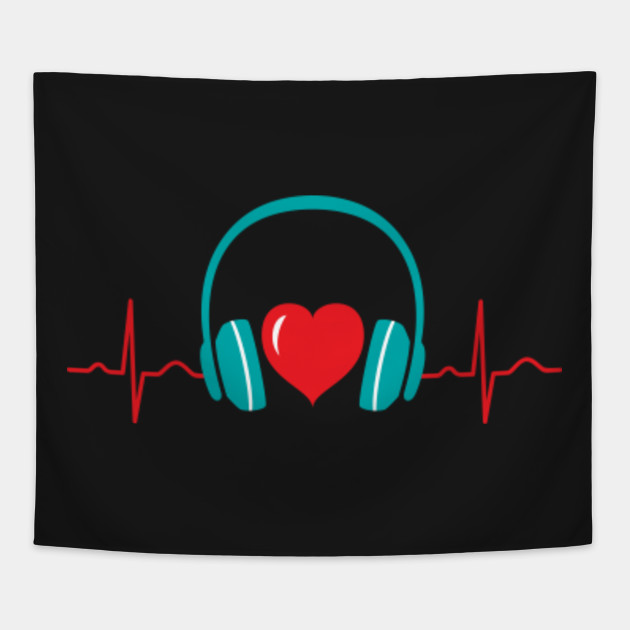 Heartbeat headphones love music gift design  music  tapestry  teepublic Heartbeat headphones love music gift design  music  tapestry  teepublic