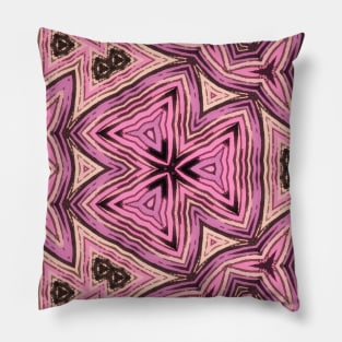 Kaleidoscope of Pixel Pink Hearts Pattern Pillow