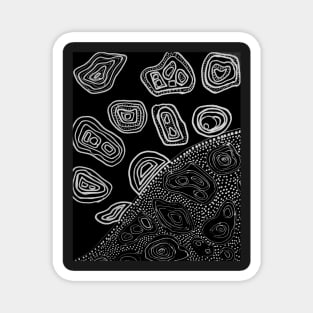 Australian Aboriginal Inspiration - Original Mixed-Media Abstract Artwork in Black and White Magnet