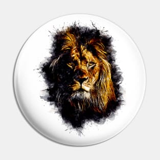 Lion Head Abstract Animal Face Watercolor Splatter Illustration Pin