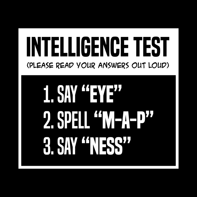 Intelligence Test Say Eye M A P Ness Funny Joke by udesign
