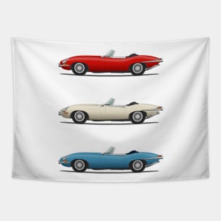 Jaguar E Type Roadster Red White And Blue Tapestry