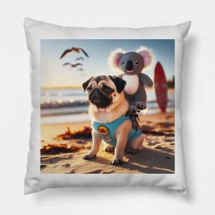 Pug Dog Portrait Pillow