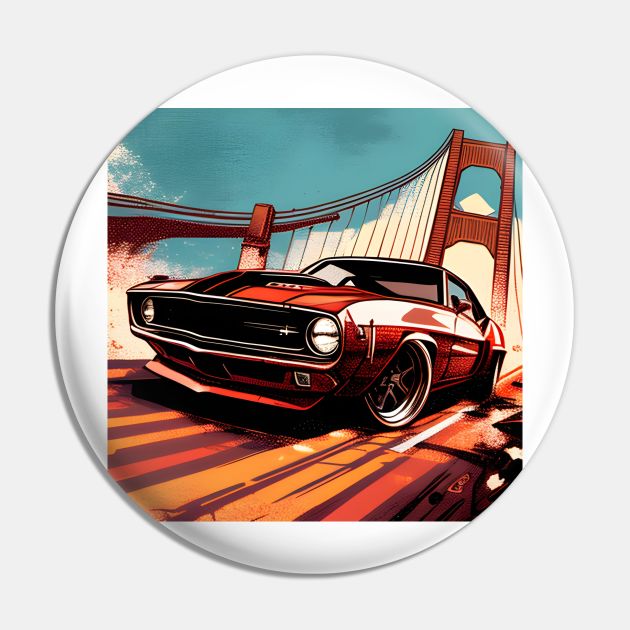 San Francisco Muscle Golden Bridge Pin by SynchroDesign