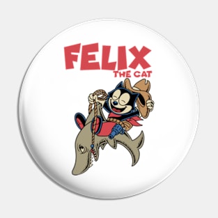 Felix The Cat - Cowboy Riding Shark Pin