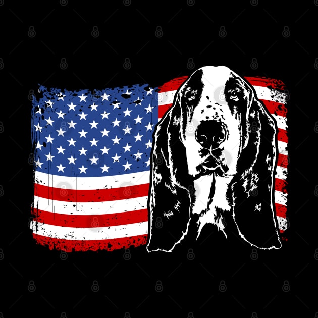 Proud Basset Hound American Flag patriotic dog by wilsigns