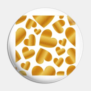 An abundance of golden hearts on white Pin