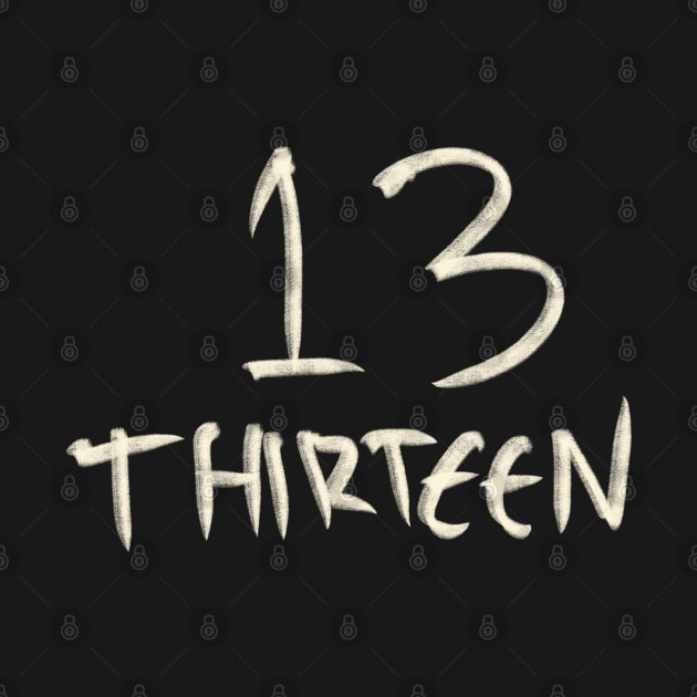 Hand Drawn Letter Number 13 Thirteen by Saestu Mbathi