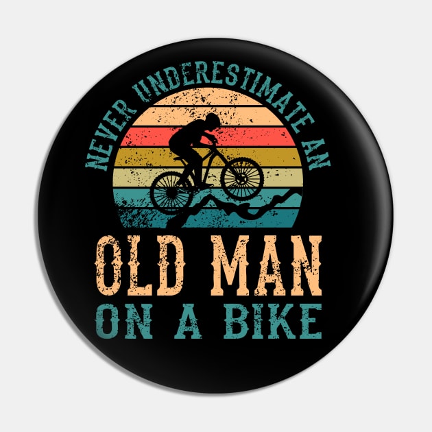 Funny Sarcastic Old Man Cyclist Mountain Bike Rider Pin by ArtedPool