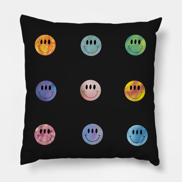 3-Eyed Smile Sticker Pack in Tie Dye Pillow by GrellenDraws