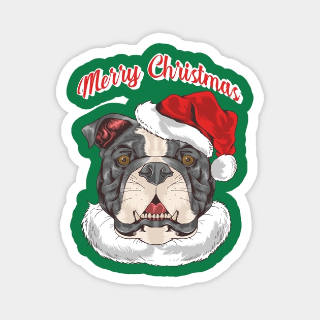Merry Christmas Pit Bull Santa Hat Magnet by letnothingstopyou