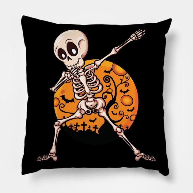 Halloween Boys Girls Dabbing Skeleton Kids Skeleton Dab Pillow by silentsoularts