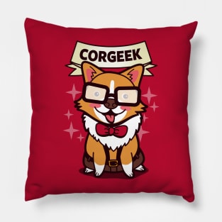Funny Cute Kawaii Geek Corgi Dog Cartoon For Dog Lovers Pillow
