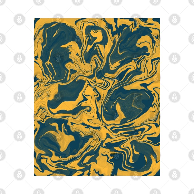 Shades of Moody Blue and Yellow Aesthetic Marble Pattern by Teeworthy Designs