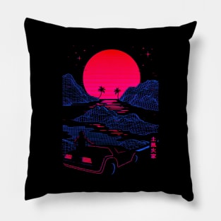 Synthwave Sunset Drive Pillow