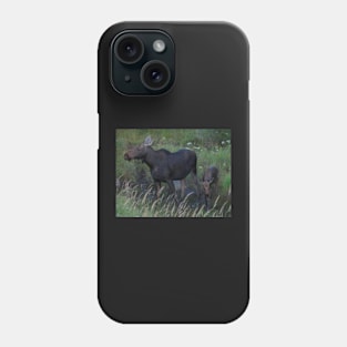 Moose Cow and her Calf Phone Case