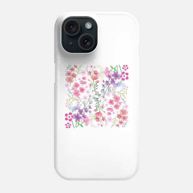 Watercolor Flowers_White Background Phone Case by leBoosh-Designs