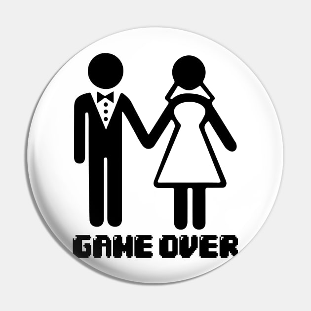 Game Over After Marriage Funny Wedding Gaming Pin by alltheprints