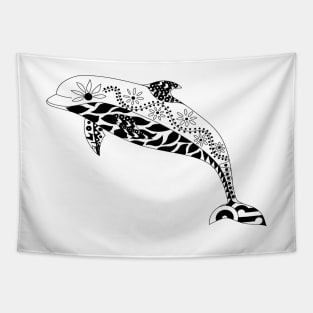 mister dolphin in floral ecopop Tapestry