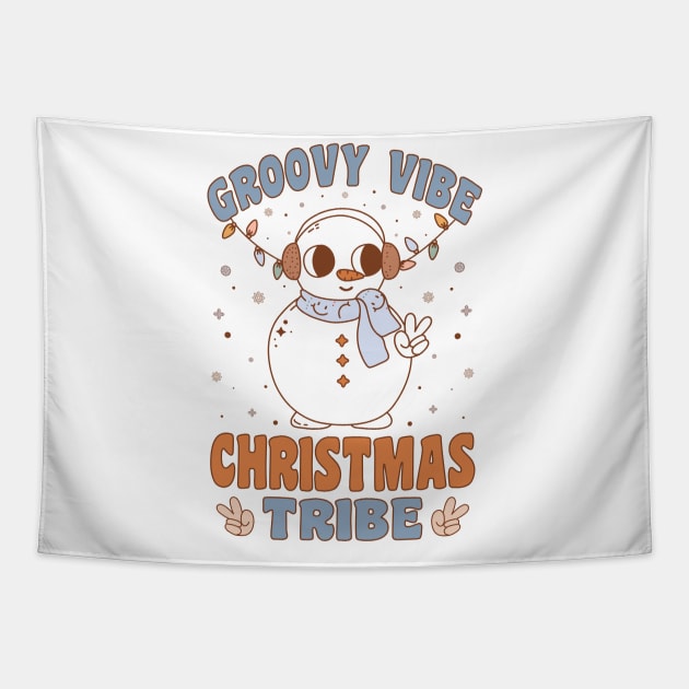 Groovy Vibe Christmas Tribe - Christmas Family Tapestry by Krishnansh W.