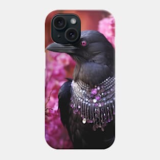 Jewelled Raven In Nature Phone Case