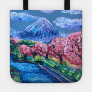 Japanese Cherry Blossom Mountain Tote