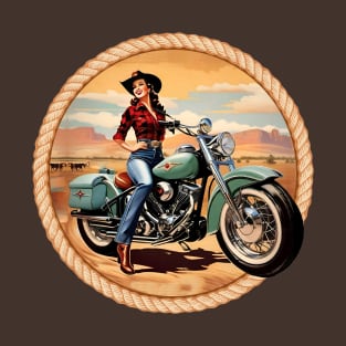 Retro Cowgirl Moto T-Shirt