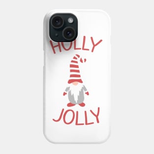 Cute gnome and Holly Jolly. Phone Case