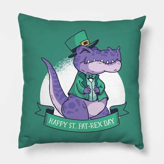 Happy St. PaT-Rex Day Pillow by SLAG_Creative