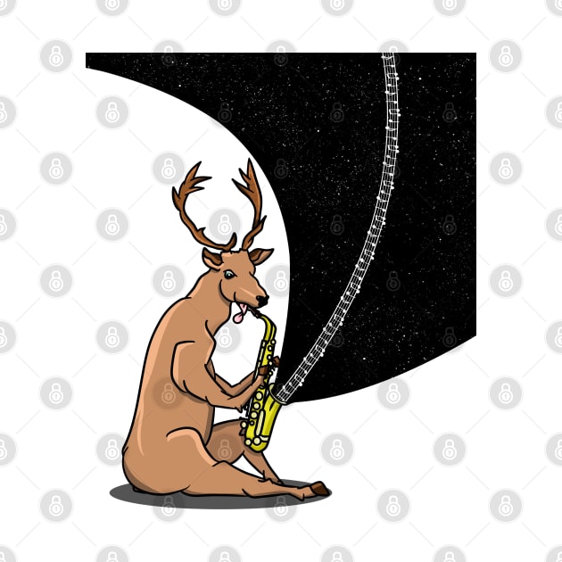 Cartoon deer playing a sax by mailboxdisco