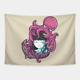 Little girl and octopus Tapestry