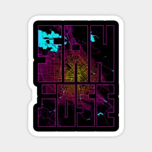 San Jose, USA City Map Typography - Neon Magnet