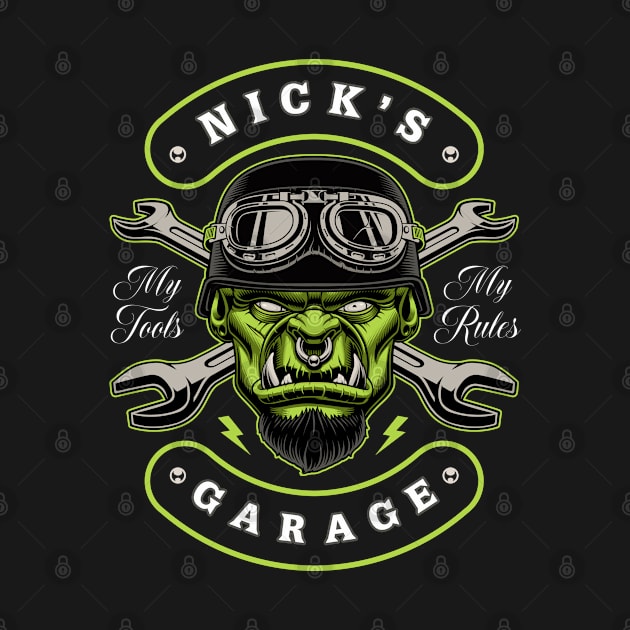 Nick's Garage Personalized Men's Gift by grendelfly73