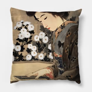 Japanese peacefulness - Vintage japanese art Pillow